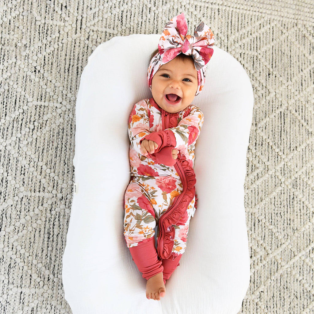 Felicity RUFFLE ZIP Bamboo Floral One Piece Baby Outfit