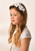 Pearl Hairband with Side Satin Embellished Flowers (HD-11)
