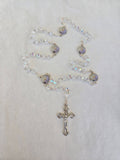 First Communion Rosary - Clear Aurora Borealis beads