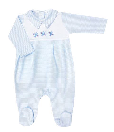 Baby's "Airplanes" Striped Pima Cotton Footie