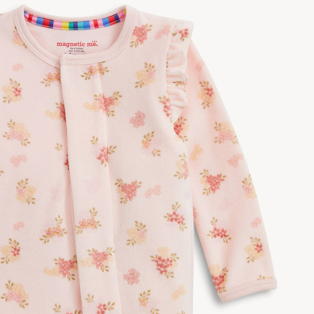 FLORAL GIRLS VELOUR FOOTIE