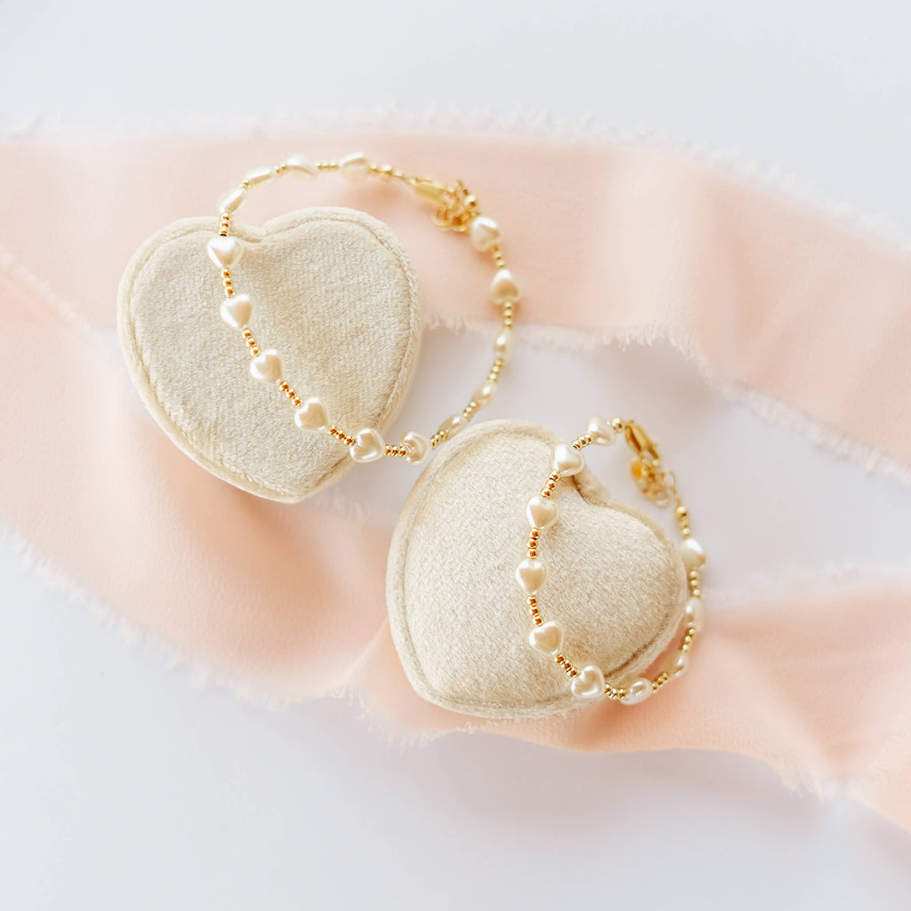 Girls 14K Gold-Plated Heart Pearl Baby Beaded Bracelet