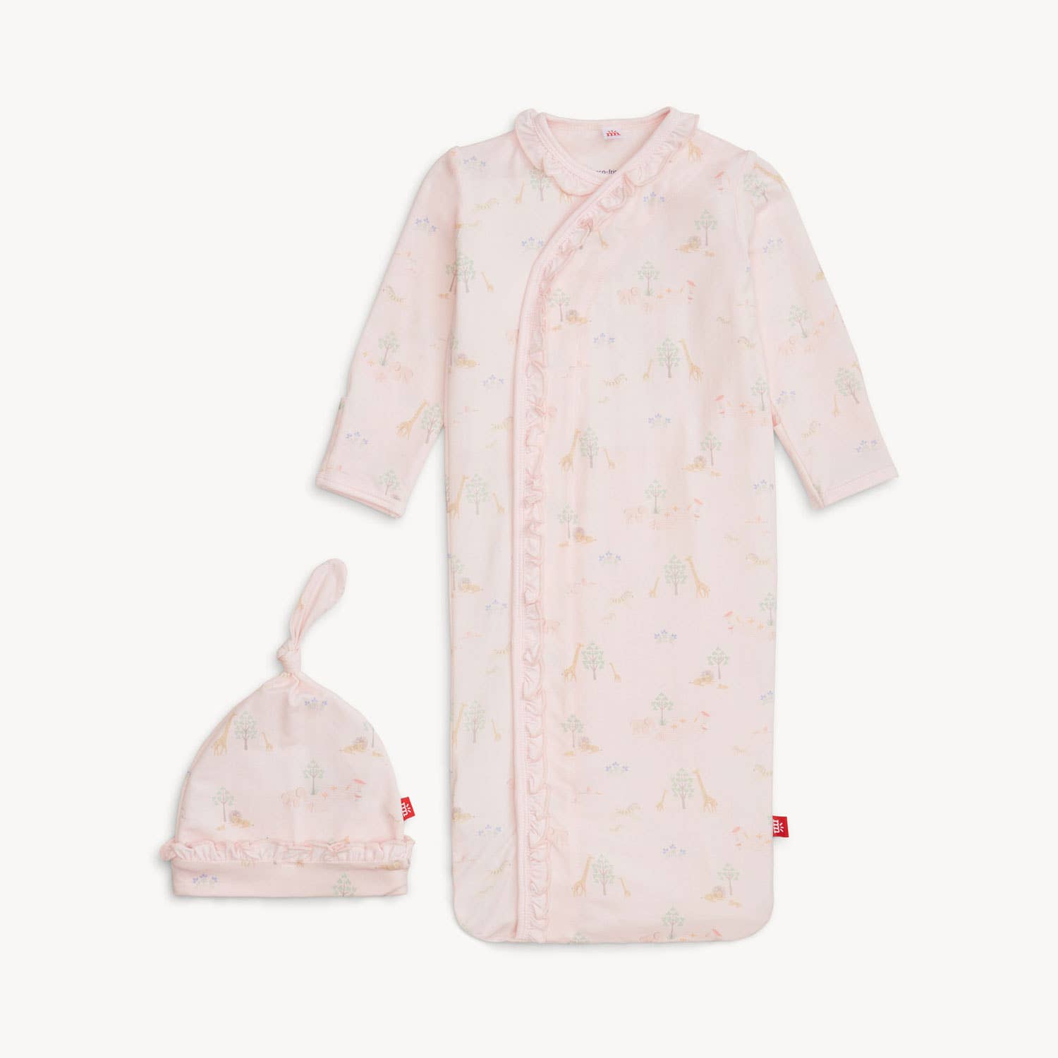 PINK SERENE SAFARI GOWN HAT SET WITH RUFFLES