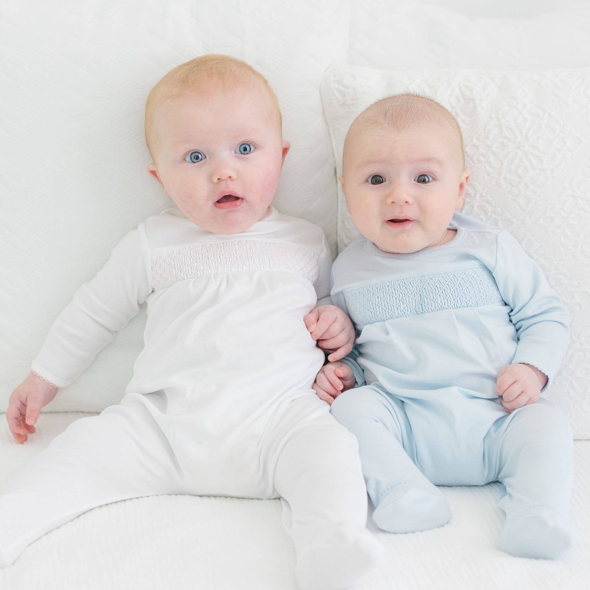 Essentials Solid Blue Smocked Footie