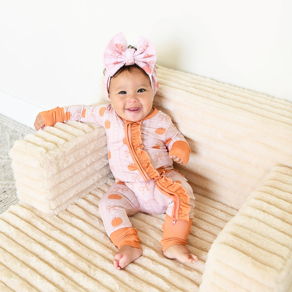 Reagan RUFFLE ZIP Bamboo Pumpkin Baby Outfit