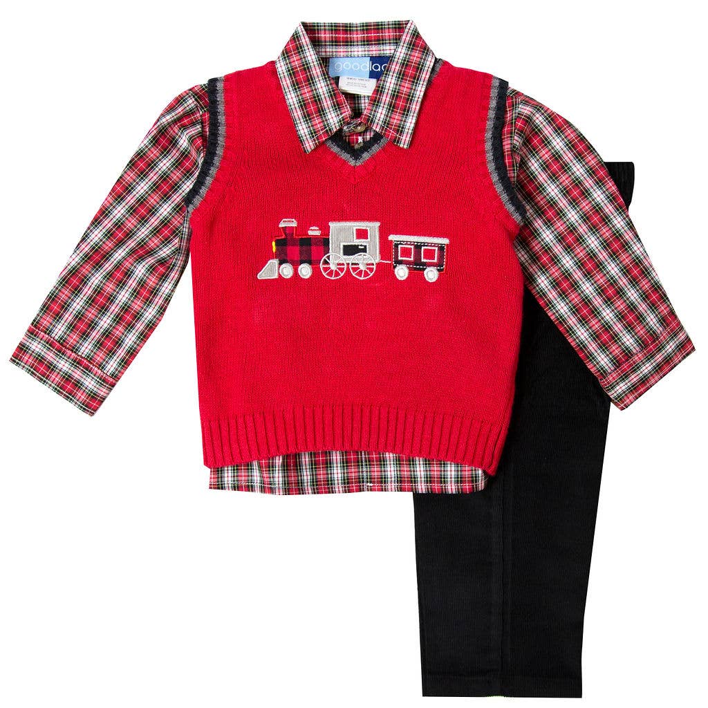 Infant Boys Holiday Three Piece Sweater Vest Set