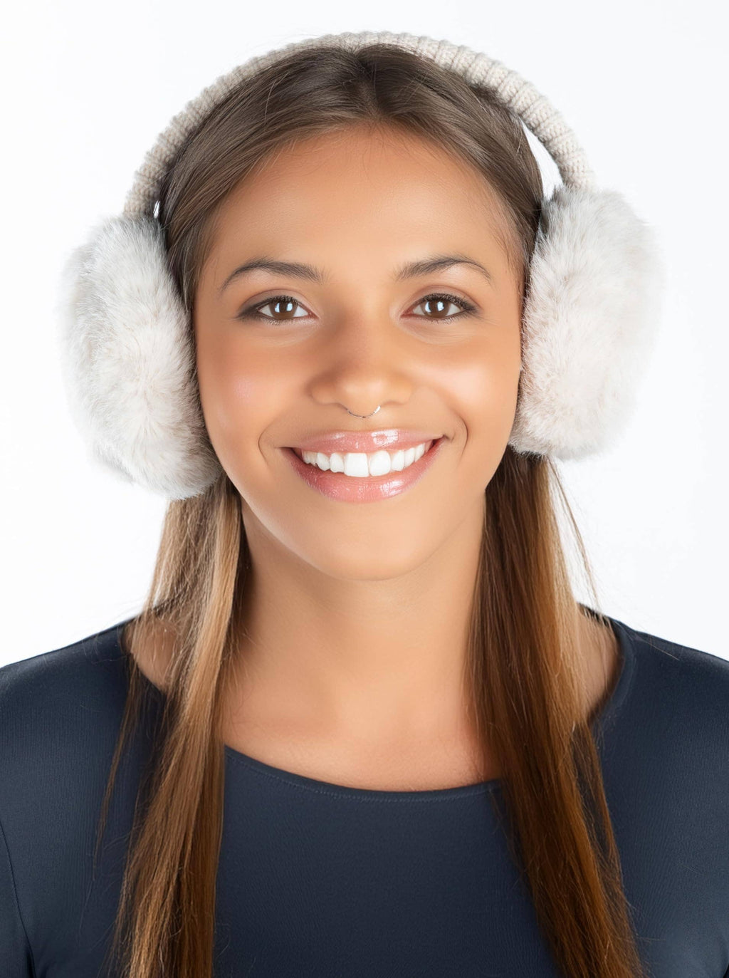 Women's Adjustable Earmuffs - Faux Mink Fur - Beige