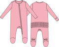Solid Candy Pink - 2 Way Ruffle Back Zipper Footie