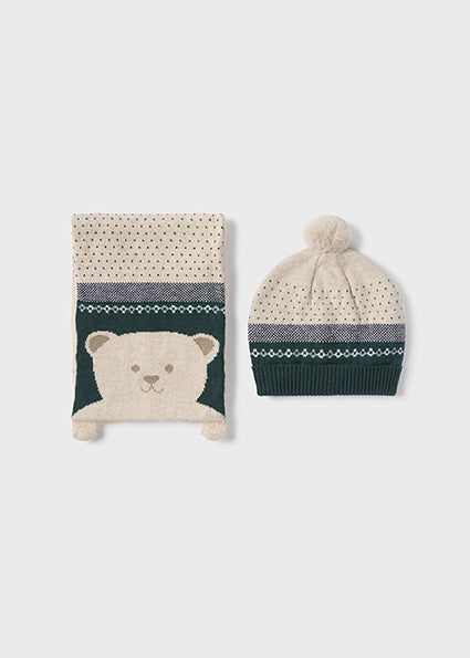 Hat-scarf set - Bear for baby boy
