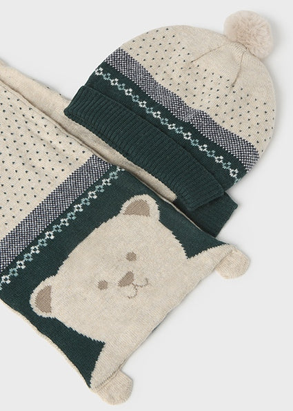 Hat-scarf set - Bear for baby boy