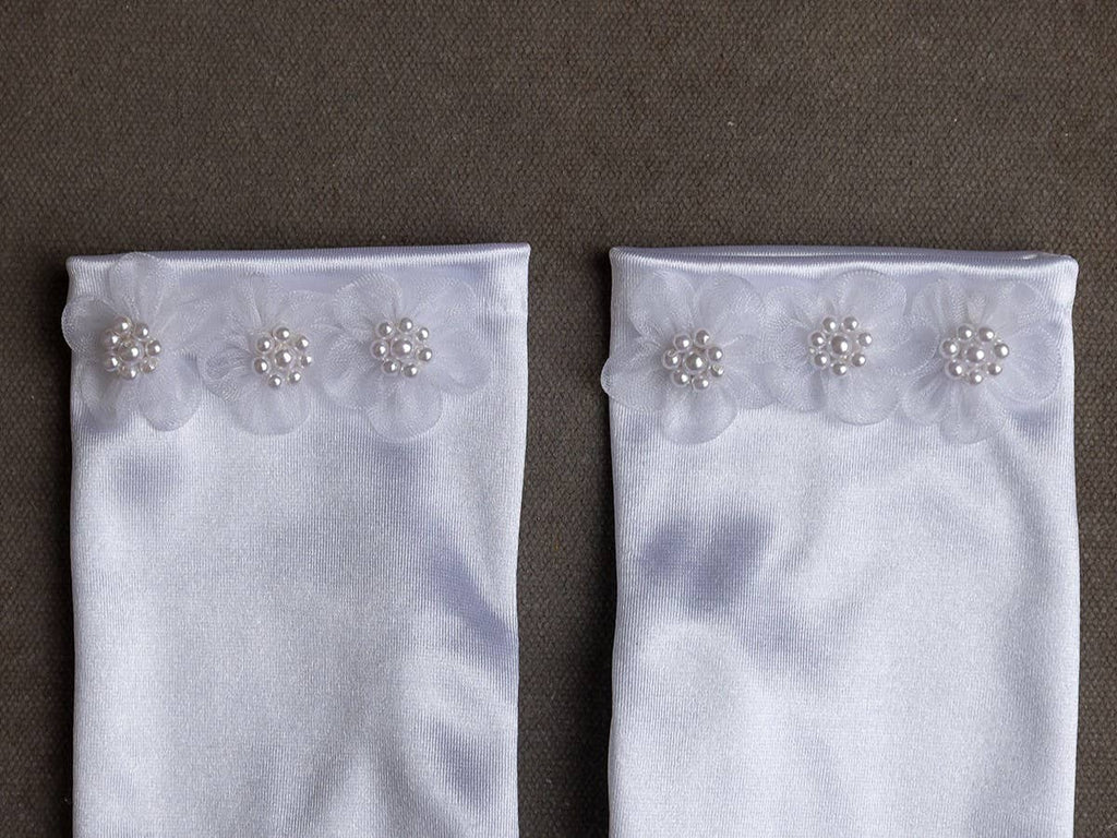 Communion Gloves with Floral Cuffs