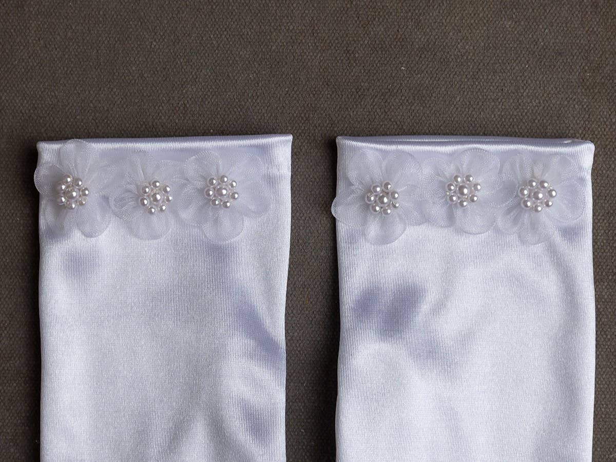 Communion Gloves with Floral Cuffs