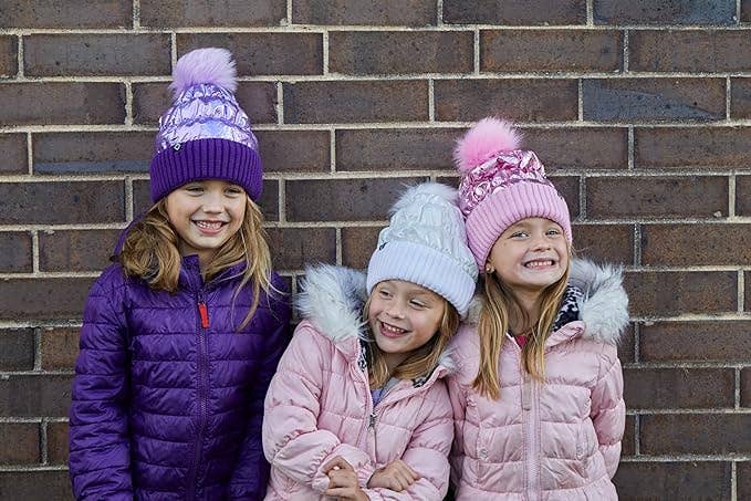 Faux Fur Pom Beanie - Metallic Pink