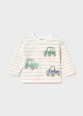 L/s t-shirt stripes and print
