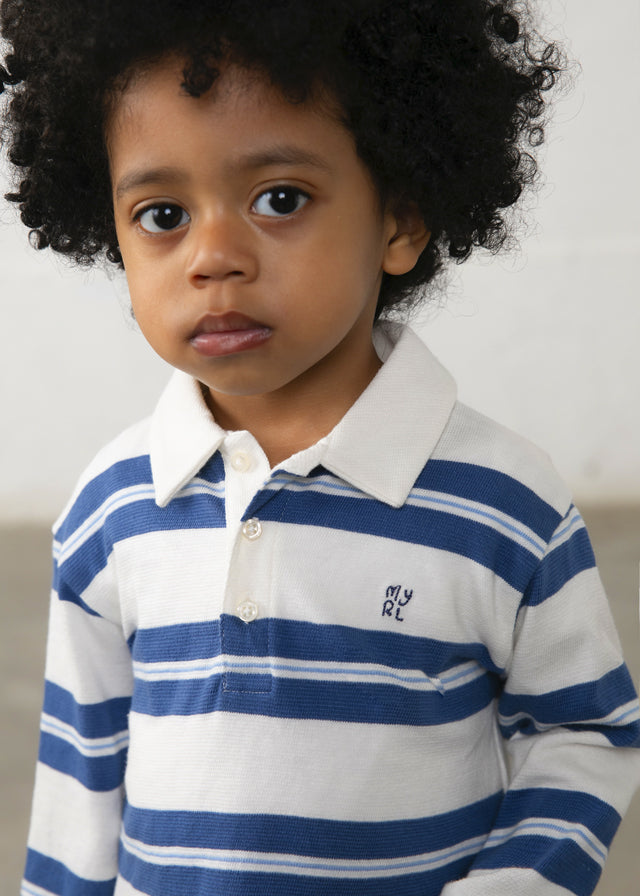l/s stripes polo