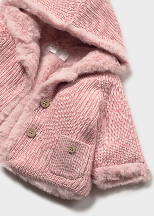 Pompon knit cardigan