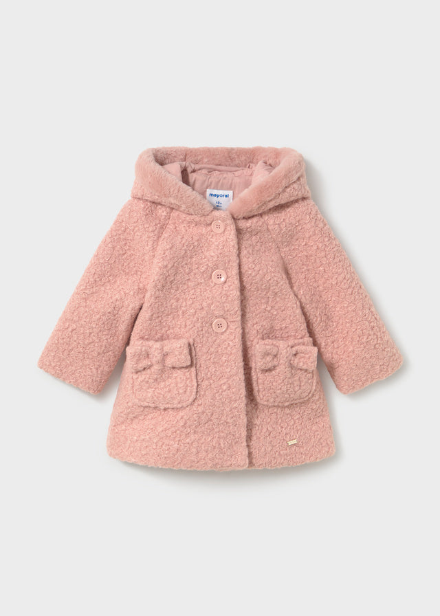 Hooded boucle coat