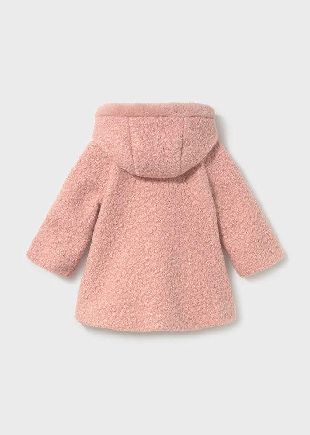 Hooded boucle coat