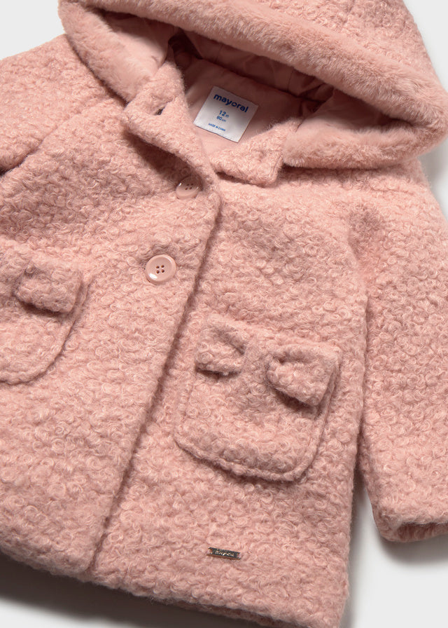 Hooded boucle coat
