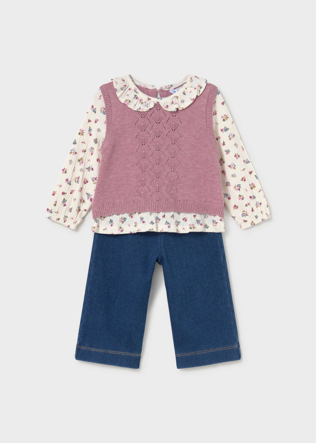 Attached vest pants set