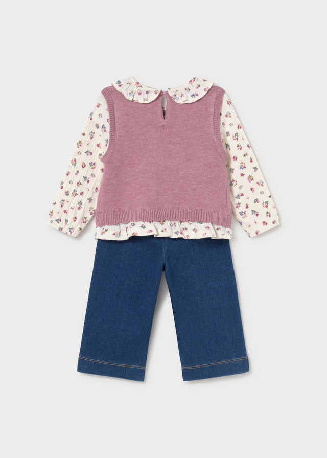 Attached vest pants set