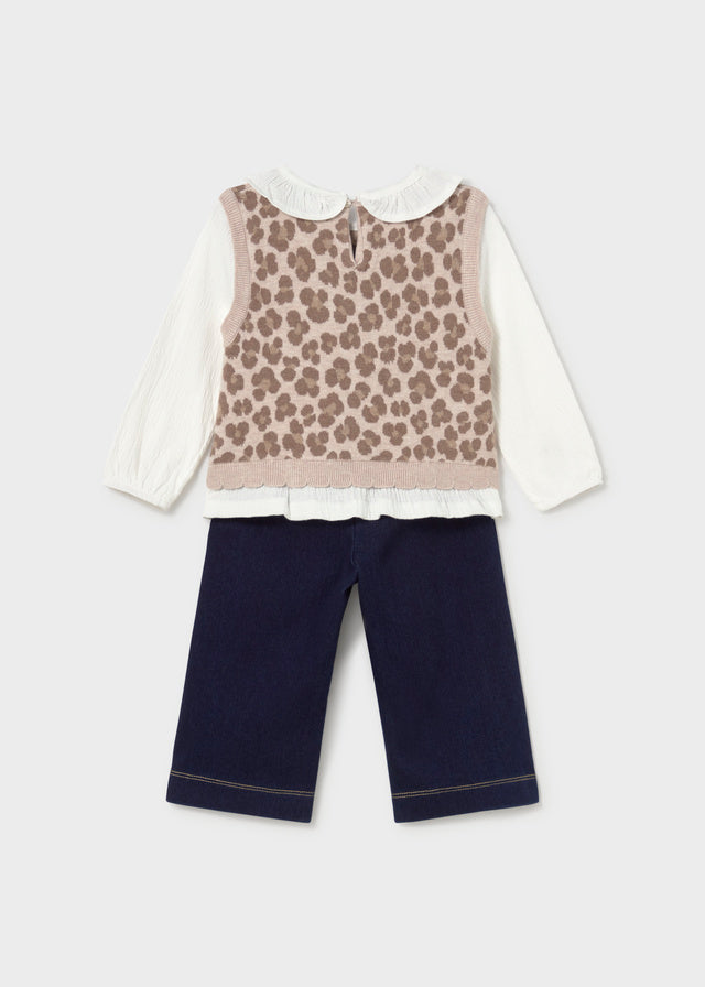 Attached vest pants set