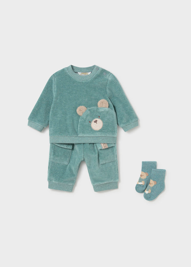2-pc corduroy knit tracksuit