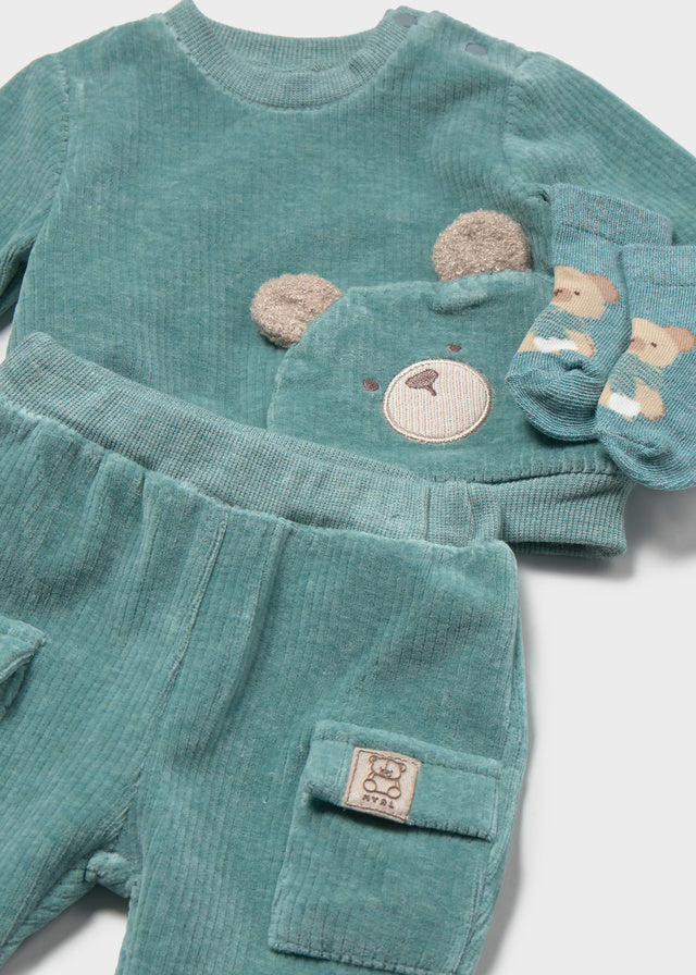 2-pc corduroy knit tracksuit