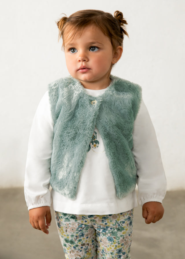 Faux fur vest leggings set