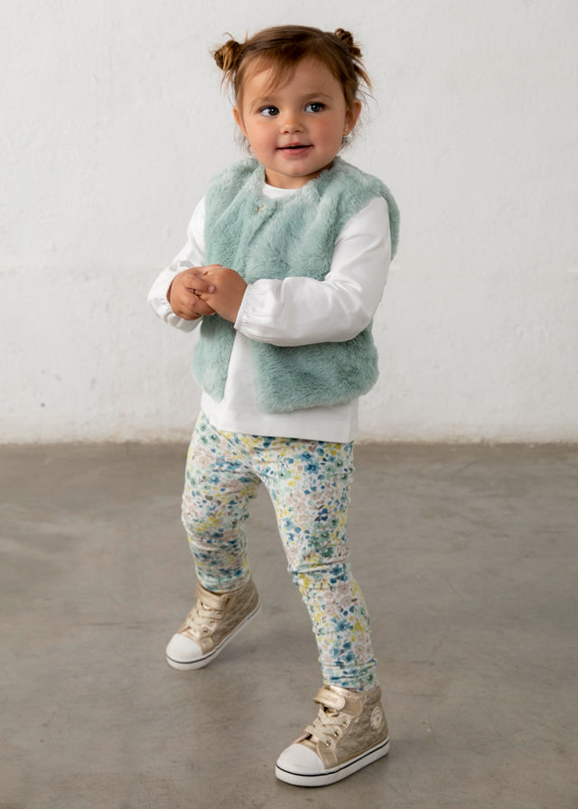 Faux fur vest leggings set