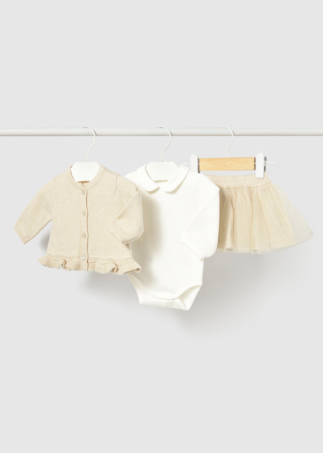 Tulle knit skirt set