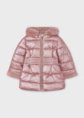Metallic fauxfur puffer jacke
