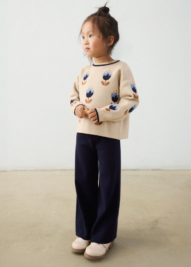Long knit trousers set