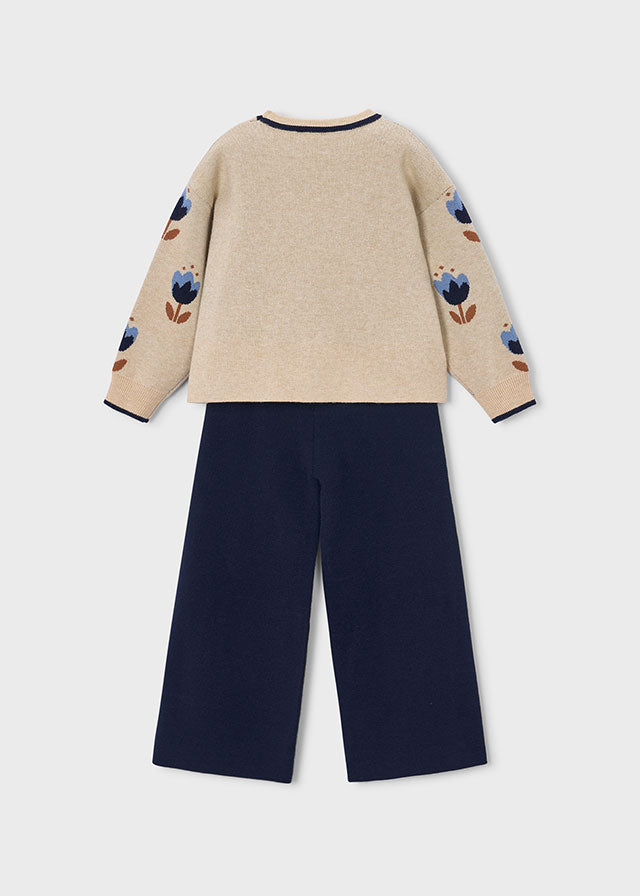 Long knit trousers set