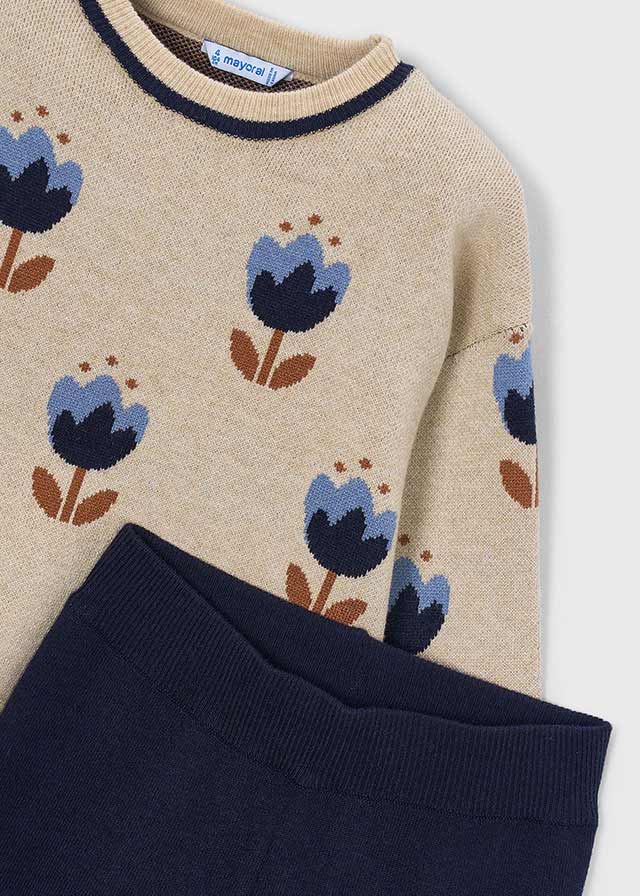 Long knit trousers set