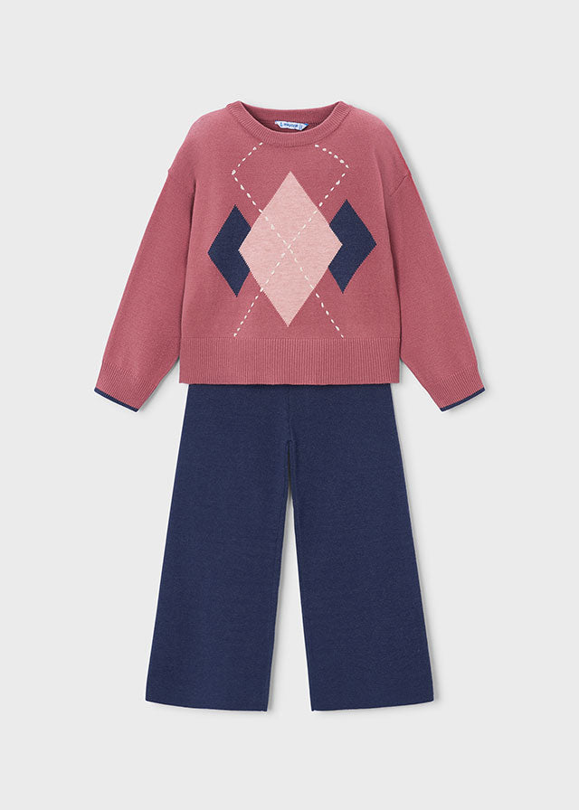 Long knit trousers set