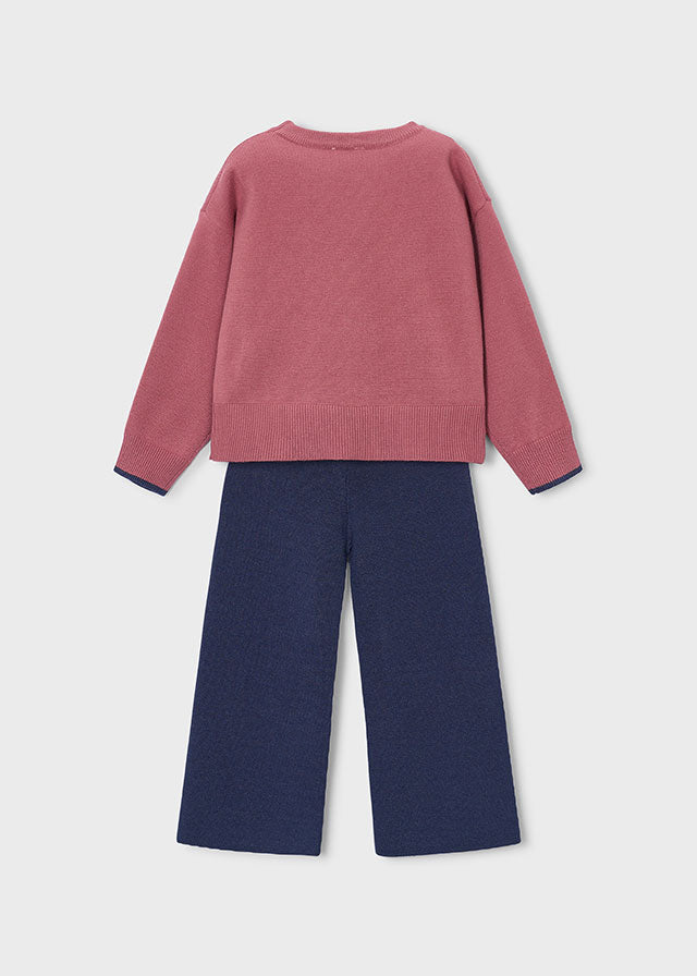 Long knit trousers set