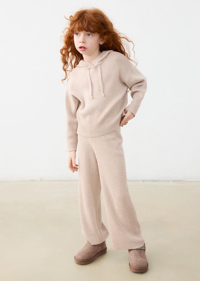 Long knit trousers set