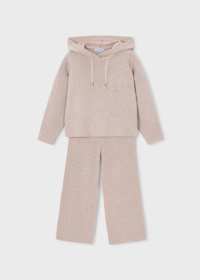 Long knit trousers set