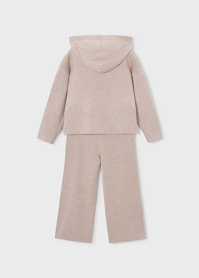 Long knit trousers set