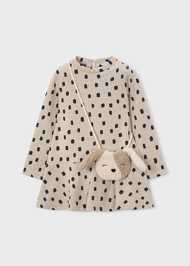 Jacquard knit dress with bag