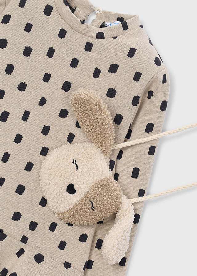 Jacquard knit dress with bag