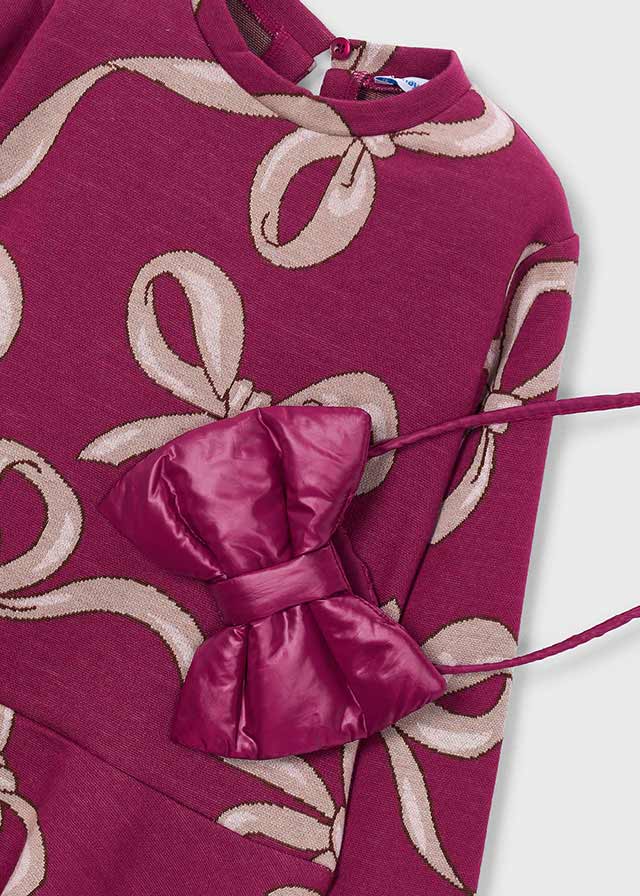 Jacquard knit dress with bag