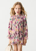 Pleated printed dress