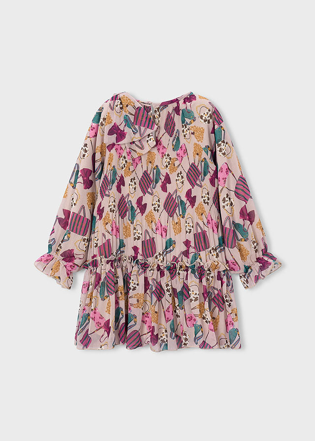 Pleated printed dress