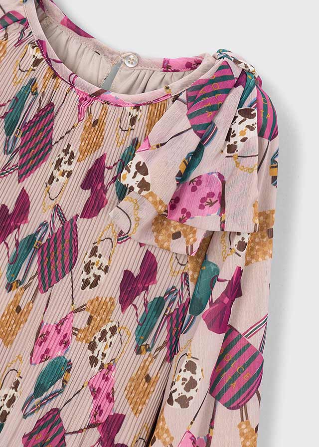 Pleated printed dress