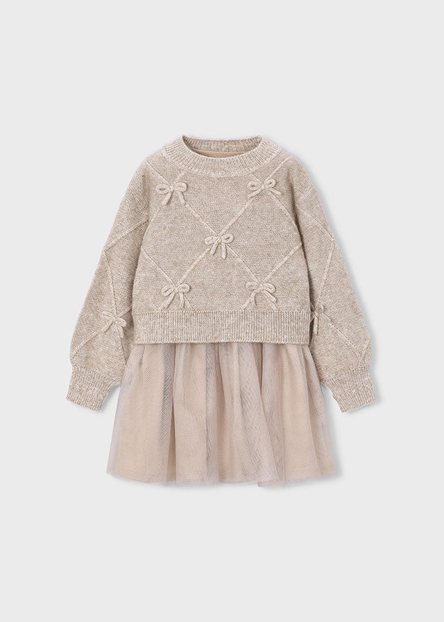 Knit dress with bows