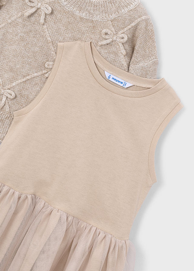 Knit dress with bows
