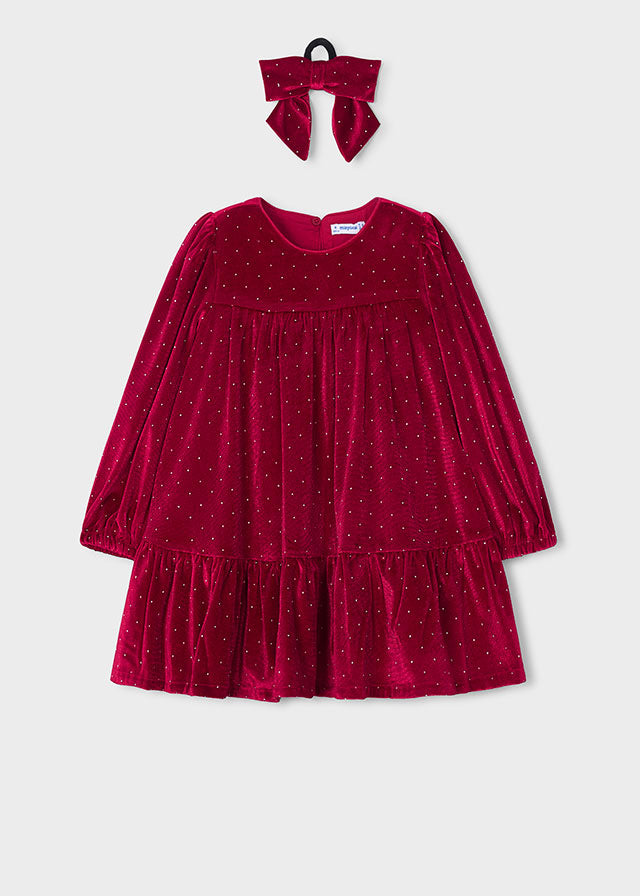 Velvet dress with hair tie