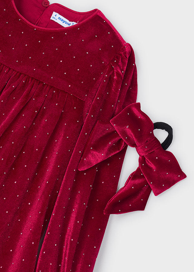 Velvet dress with hair tie